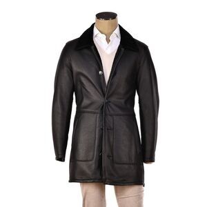 Hettabretz ISA Black Leather Buttoned Shearling Coat